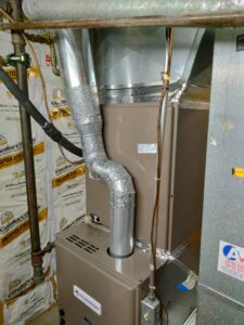 A new indoor furnace and ductwork installation completed by Avery Heating and Cooling in Independence, MO.