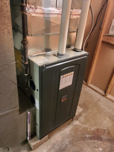 An indoor Trane furnace unit installed by Giant HVAC in Chicago, IL