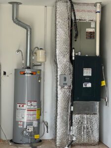 An indoor furnace, ductwork, and water heater installation by Boise Valley Heating & Air in Meridian, ID