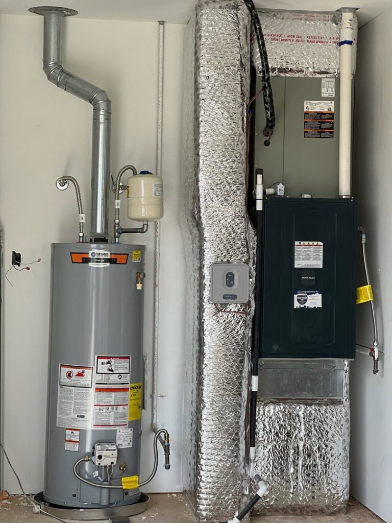 An indoor furnace, ductwork, and water heater installation by Boise Valley Heating & Air in Meridian, ID