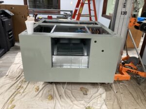 An indoor HVAC air handler unit being installed or serviced by Tek-Aire Services Inc. in Columbia, SC.