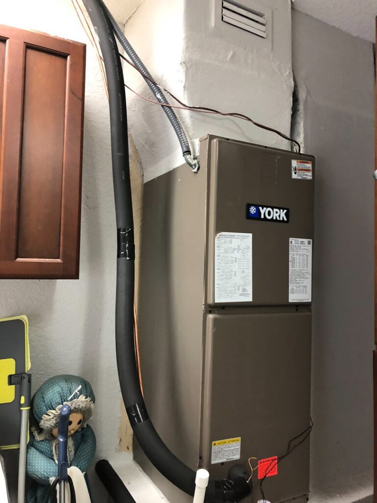 An indoor York HVAC air handler unit installed or serviced by Associated Piping Services in Orlando, FL.