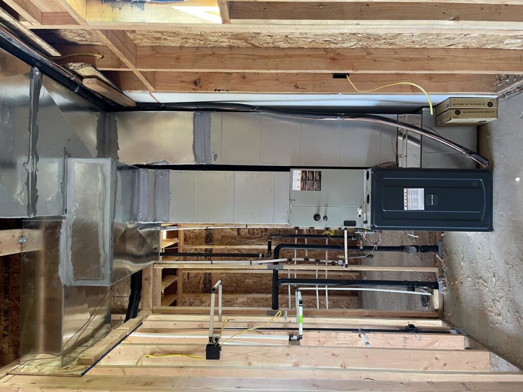 Extensive indoor HVAC ductwork and furnace installation in a residential building by Boise Valley Heating & Air in Meridian, ID