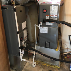 Indoor HVAC furnace and air handler units installed by HVAC Experts, LLC in Edmond, OK.