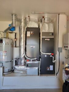 A complete indoor HVAC system and water heater installation by DeHart Plumbing, Heating, & Air in Sparks, NV