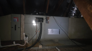 An indoor HVAC unit and associated ductwork installed in an attic by Competition A/C & Heat, LLC in Corpus Christi, TX