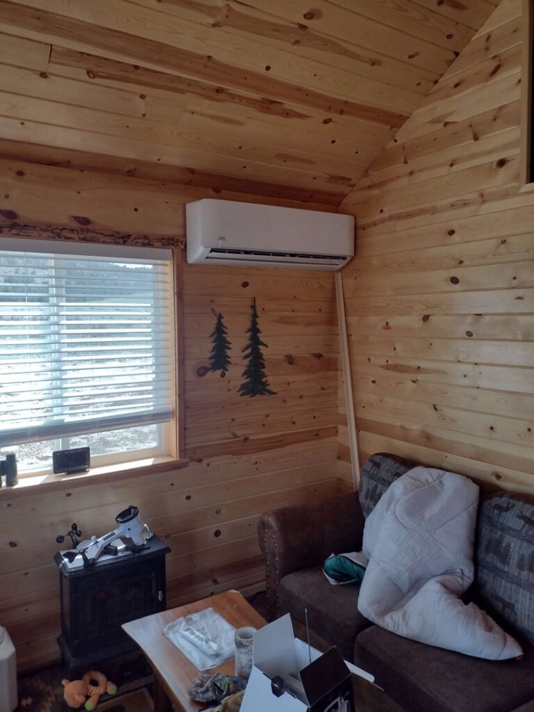 An indoor mini-split air conditioning unit installed in a cabin by Climate Solutions. Inc. in Cape Coral, FL.