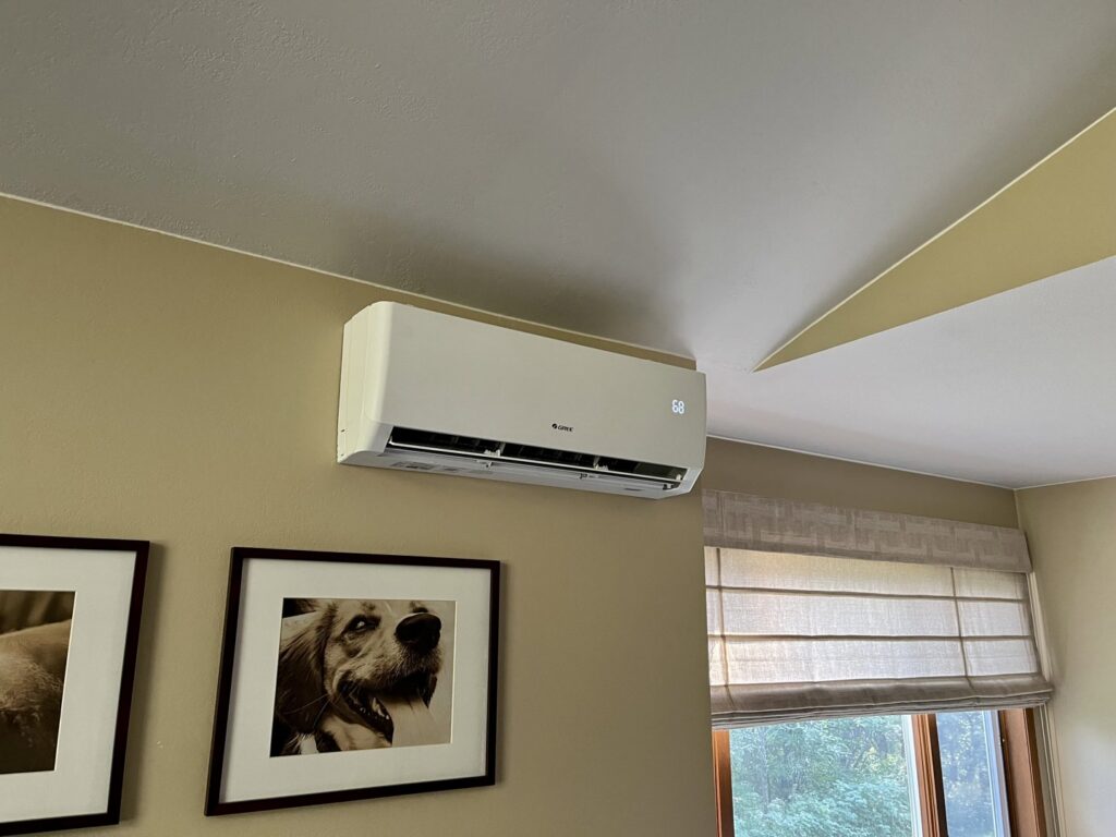 An indoor wall-mounted mini-split AC unit providing comfort, installed by NorthStar Services in South Haven, MN