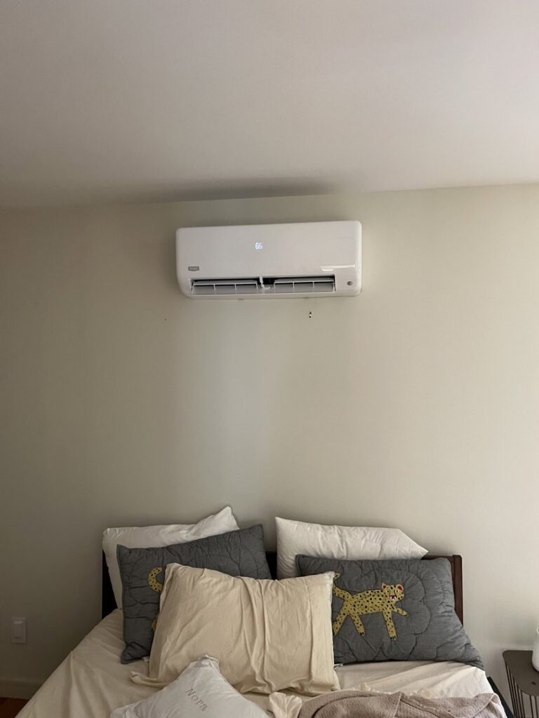 An indoor mini-split air conditioning unit installed by Synergy3, an HVAC contractor in Philadelphia, PA.