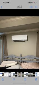 An indoor mini-split HVAC unit installed in a bedroom by Air Advisors of Louisiana in Shreveport, LA.