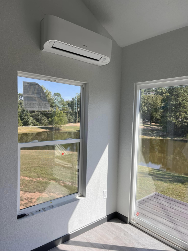 An indoor Daikin mini-split HVAC unit installed on a wall by Smartcool Inc. in Pine Bluff, AR.