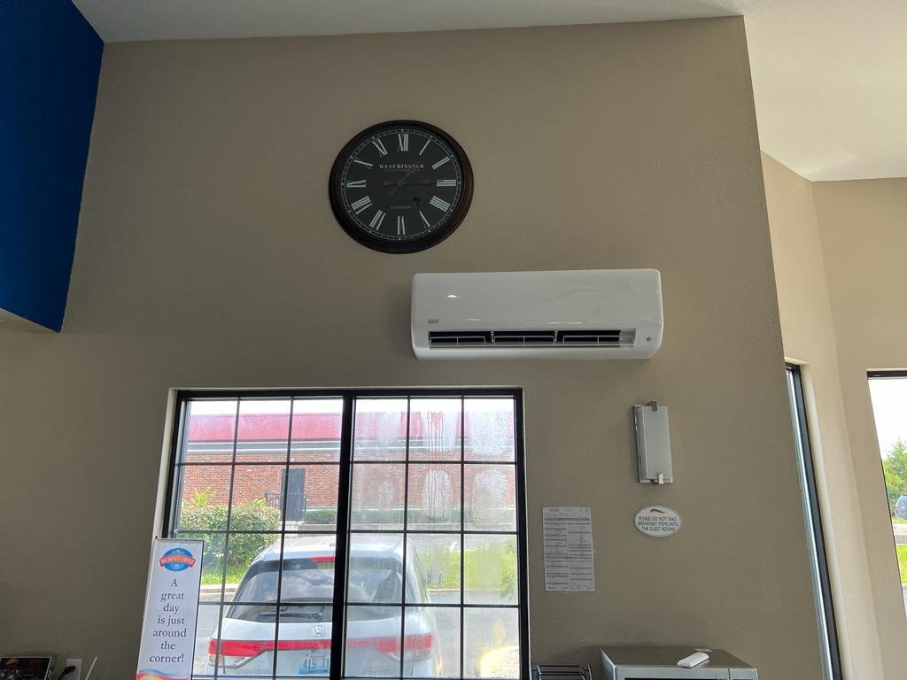 An indoor mini-split HVAC unit installed on a wall by Madison HVAC/R, Inc in Richmond, KY.