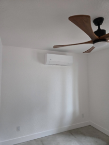 Newly installed indoor mini-split HVAC unit by Maddog Contracting LLC in Post Falls, ID.