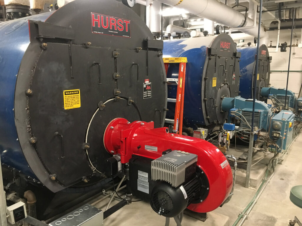Industrial boilers and associated HVAC system equipment maintained by ENTEC Services, Inc. in Bartonville, IL