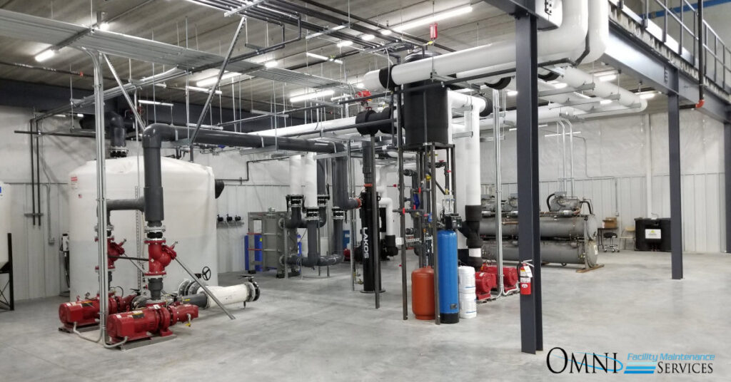 An extensive industrial chiller and HVAC system with pipes and pumps, installed by Facilityfix technicians in Port Harcourt, NG.