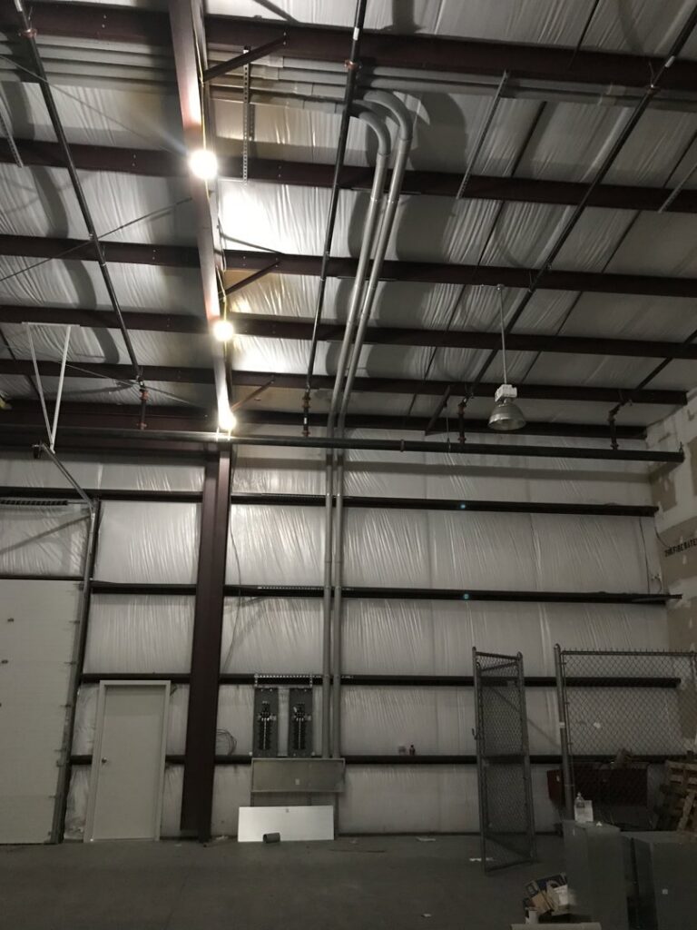 Industrial electrical conduit and lighting installed by Parks Electric & Mechanical Co. in Newport News, VA.