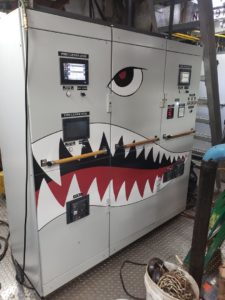 An industrial electrical control panel for generators, expertly serviced by Elmore Electric in Dover, IL.