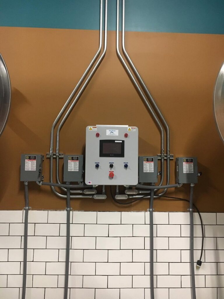 A newly installed industrial electrical control panel with conduit and wiring, completed by JJRS Electrical, LLC in Colorado Springs, CO.