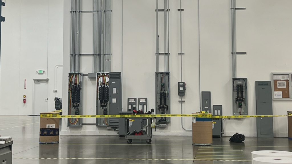 Industrial electrical panels and conduit installed by CRI Electric in Anaheim, CA.