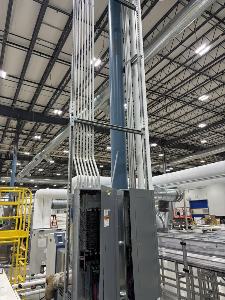 Large industrial electrical panels and conduit installation by Cummings Electric in South Burlington, VT
