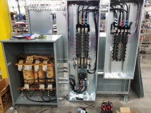 Large industrial electrical panels and transformer installation by Electrifying Services in Indianapolis, IN