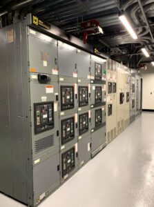 Large industrial electrical switchgear and panel array installed by Ace Electric Inc. in Valdosta, GA.