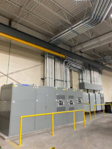 Large industrial electrical switchgear and overhead conduit installation by J.S.S. Electric, Inc. in Cleveland, OH