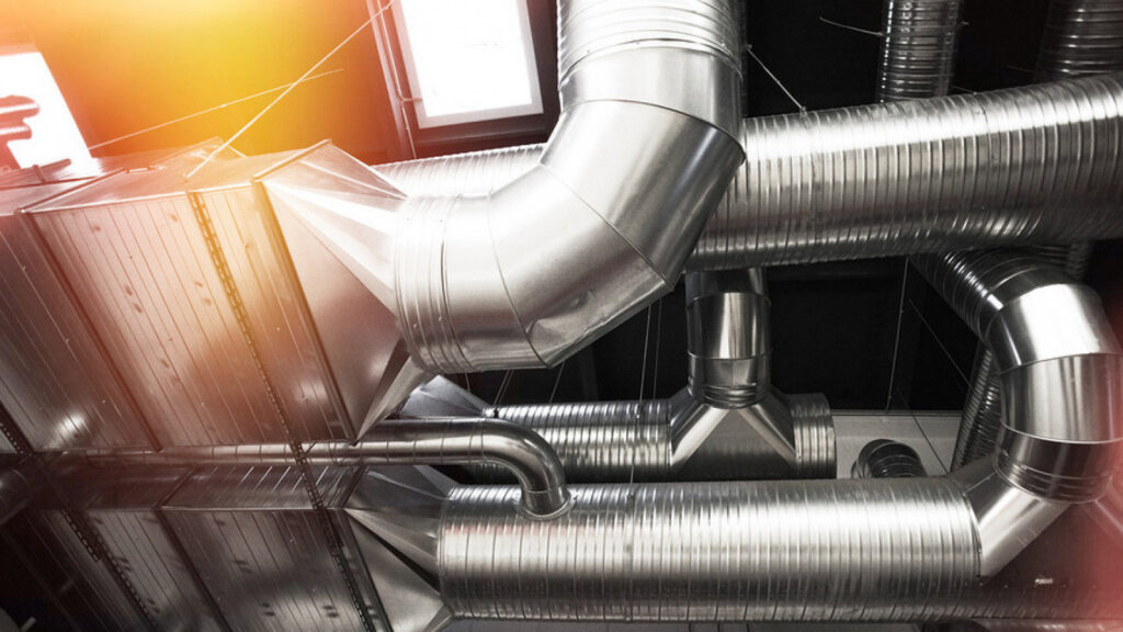 Extensive industrial HVAC ductwork installation, a service provided by Tim Force Tin Shop in Casper, WY.