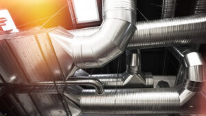 Extensive industrial HVAC ductwork installation, a service provided by Tim Force Tin Shop in Casper, WY.