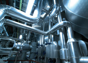 Complex industrial HVAC ductwork and piping installation by Montefusco HVAC in Peoria, IL