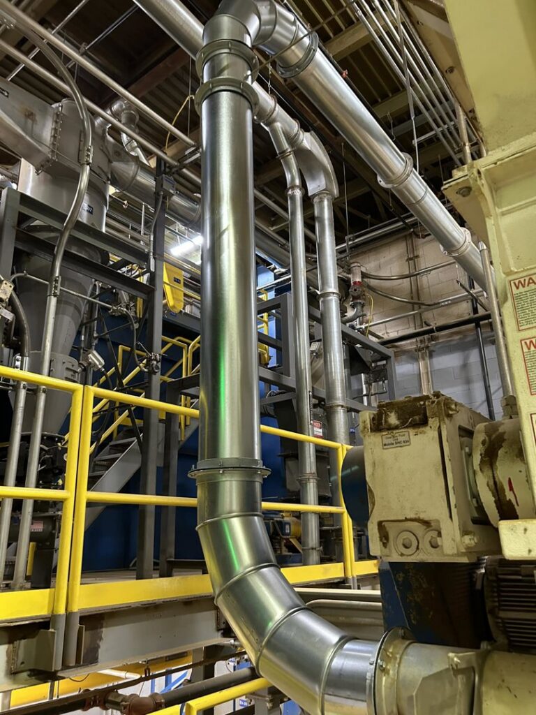 Industrial metal ductwork installed in a commercial facility by Foremost Mechanical Services in Hartford, CT.