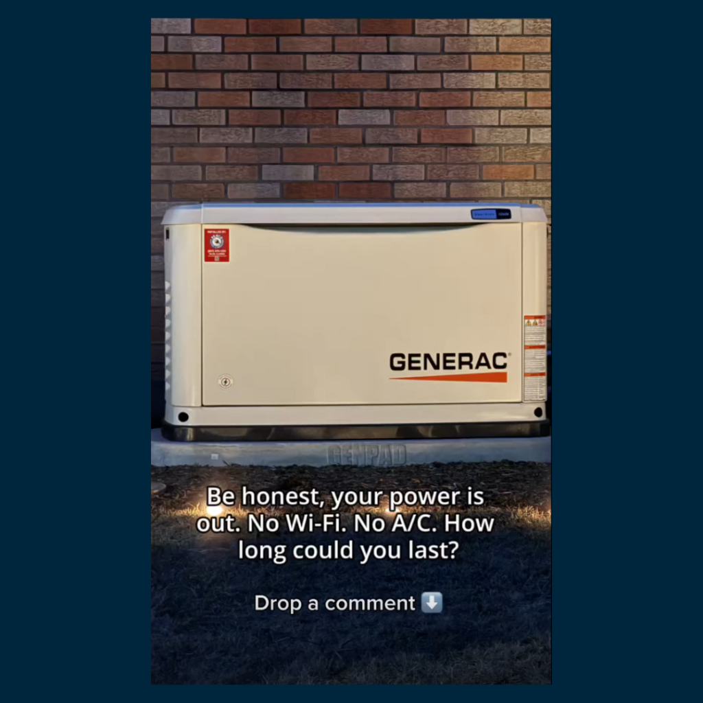 An installed Generac home backup generator providing reliable power, serviced by J&S Power Systems and Small Engine in Laramie, WY.