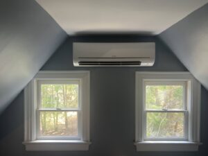 A newly installed indoor mini-split unit on a wall by Variable Comfort Solutions in Huntington, WV.