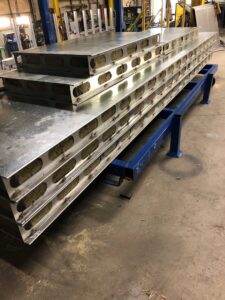 Stacked insulated metal panels, likely for HVAC ductwork or air handling units, at Central Consolidated in Wichita, KS