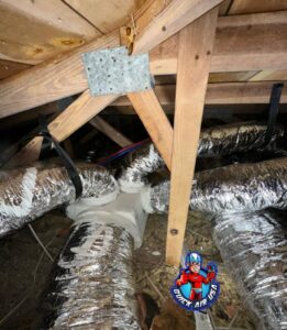 Newly installed insulated HVAC ductwork in an attic by QUICK AIR USA in Orlando, FL.
