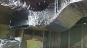 Insulated HVAC ductwork installed in a ceiling by Enviromax Heating & Cooling in Peekskill, NY.