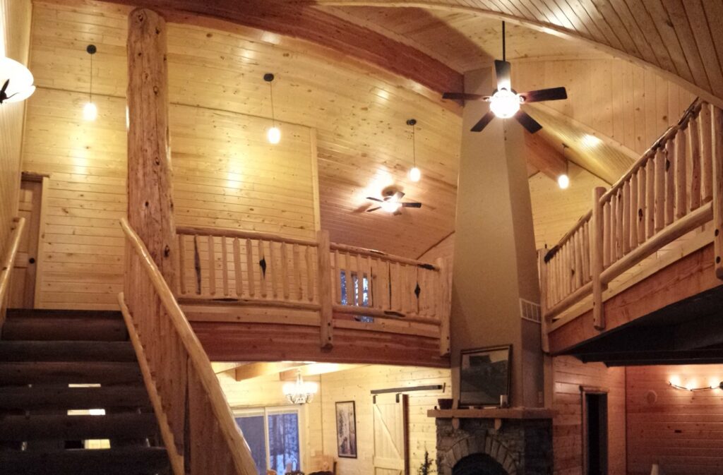 Spacious interior with multiple ceiling fans and pendant lights installed by BlackRock Electrical in Pocatello, ID.