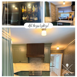 Newly installed interior lighting, including ceiling fixtures and under-cabinet lights in a kitchen, by Craft Electric in Woodbridge, VA