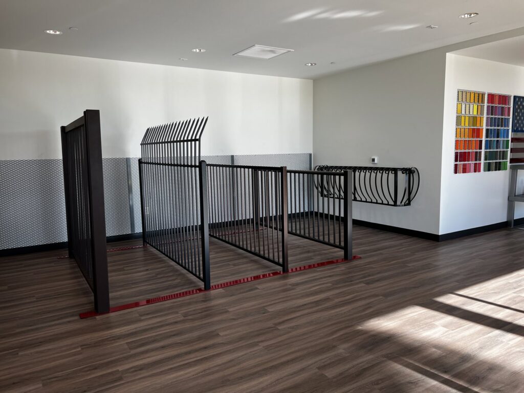 Interior metal security barriers and fencing installed in a commercial space by Hirschi Iron in North Las Vegas, NV.