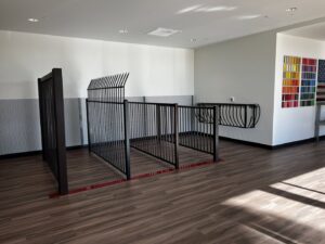 Interior metal security barriers and fencing installed in a commercial space by Hirschi Iron in North Las Vegas, NV.