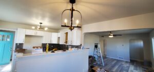 New kitchen and dining area lighting fixtures installed by Midway Electric Inc. in Columbia, MO.