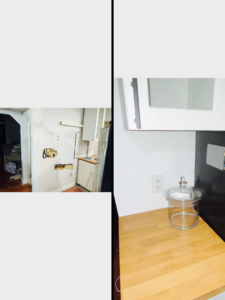 Kitchen wall with exposed electrical wiring during a renovation by C&S Electrical Services LLC in Ashburn, VA.