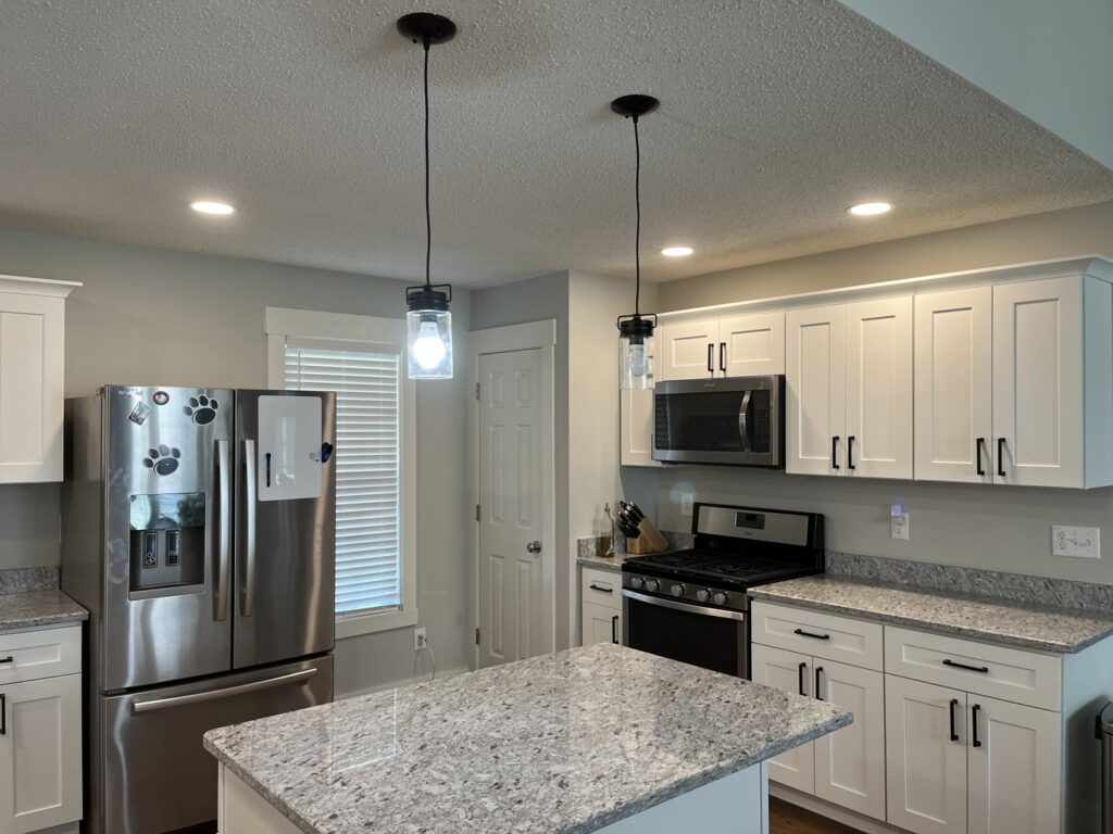 New kitchen pendant and recessed lighting installed by Oak Electric LLC in Waterford, MI.