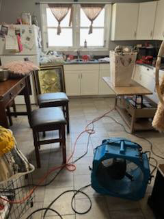 Kitchen area with pest control heat treatment equipment set up by All Seasons Pest Control LLC in Southgate, MI.