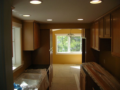 A kitchen with new recessed lighting installed by The Las Vegas Electrician in Las Vegas, NV