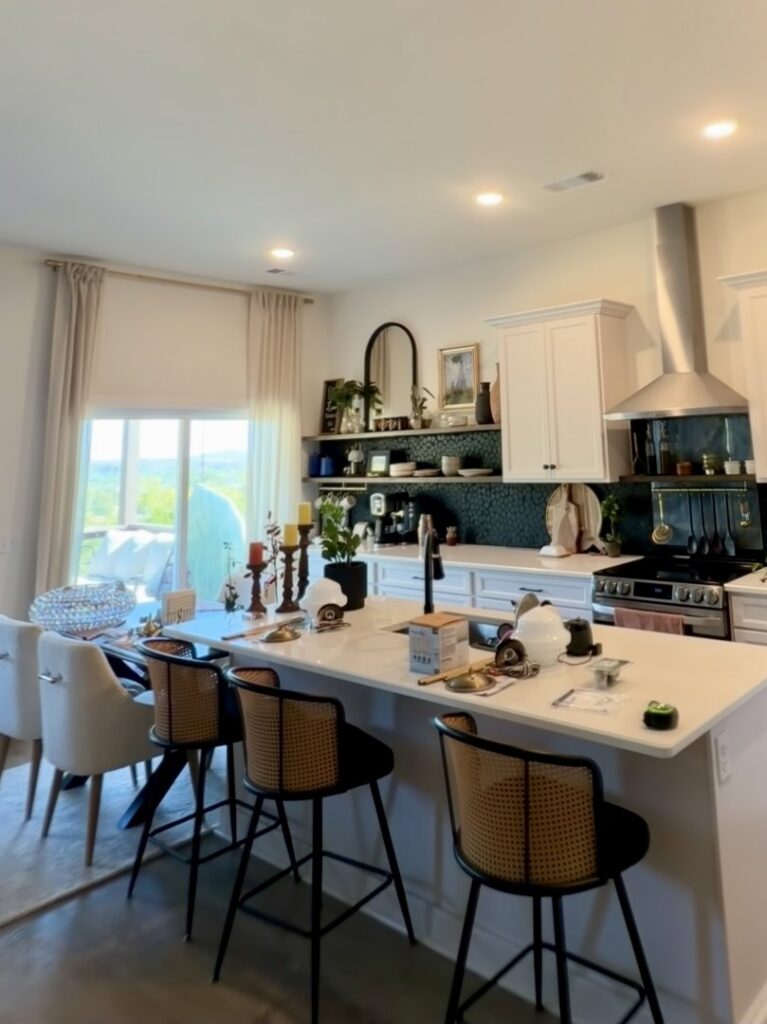 Modern kitchen with recessed and pendant lighting installed by Dr. Sparky in Nashville, TN