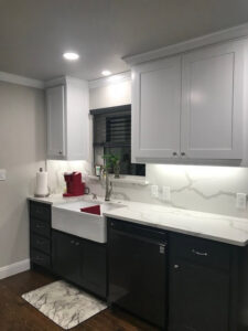 Modern kitchen with new recessed and under-cabinet lighting installed by AVA Electric, LLC in Fort Worth, TX.