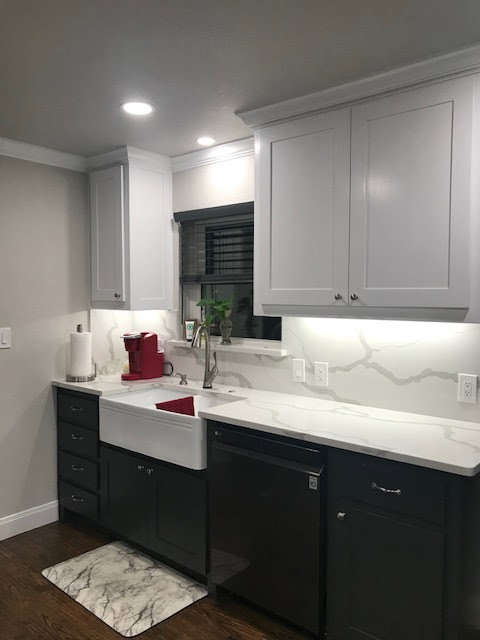Modern kitchen with new recessed and under-cabinet lighting installed by AVA Electric, LLC in Fort Worth, TX.