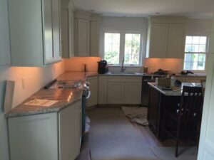 Under-cabinet lighting installed during a kitchen remodel by Abe Electric LLC in Wallingford, CT.