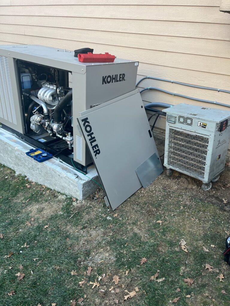 A Kohler whole-home generator installation by Coffin Electric in Grimes, IA.